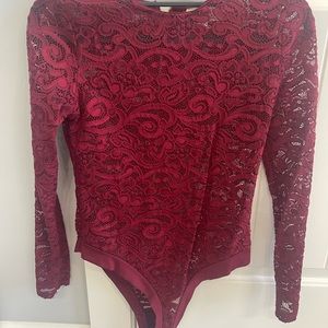 Burgundy/crimson lace body suit